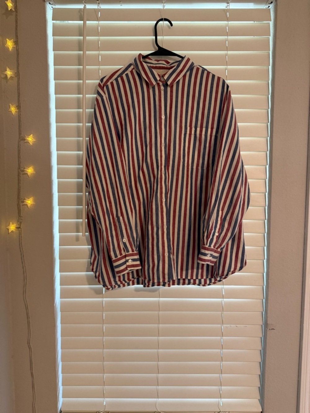 Sezane Max Shirt - Red, Ivory, Blue Striped, Size 44